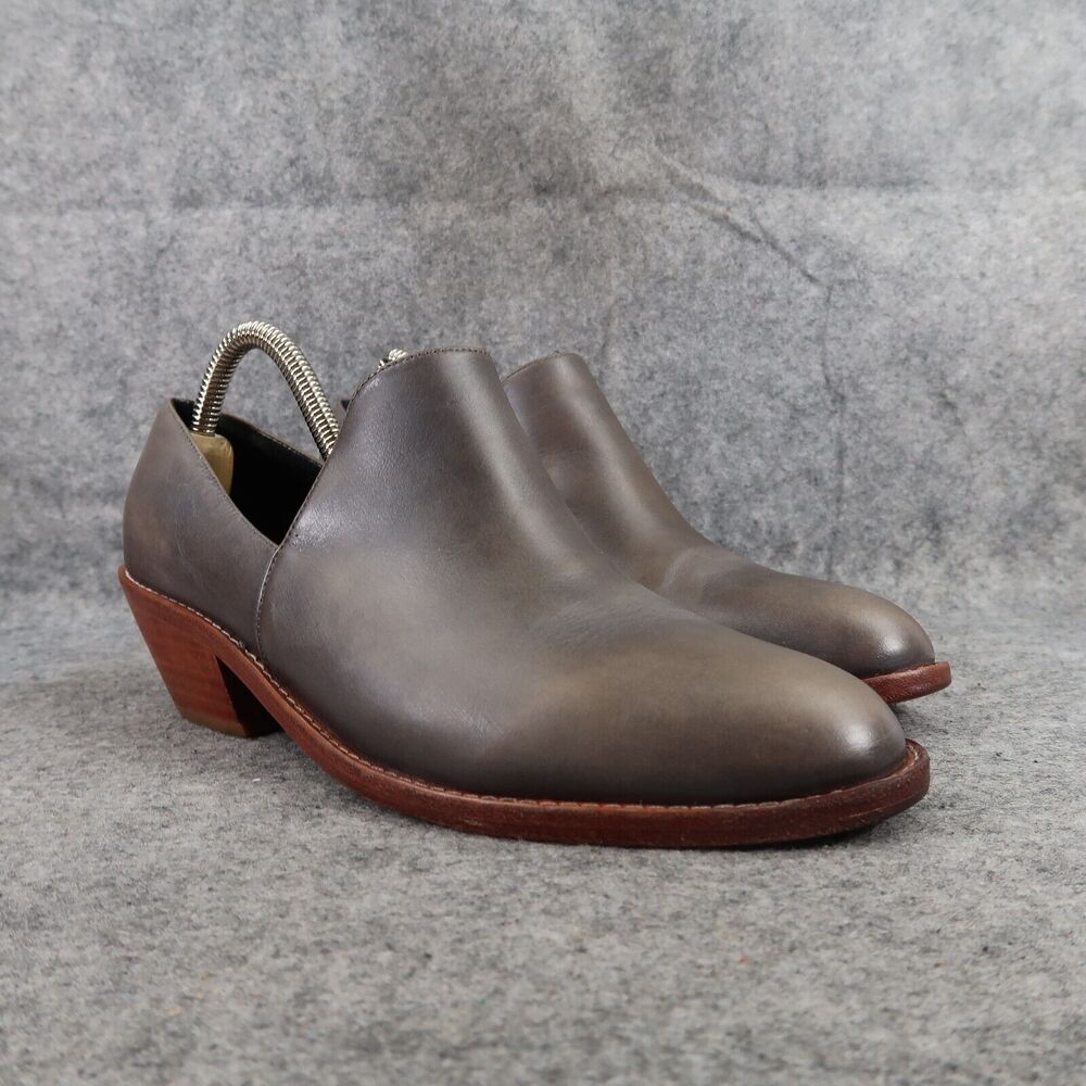 Fortress of Inca Shoes Womens 38 Bootie Madeline Leather Grey Slip On Block Heel